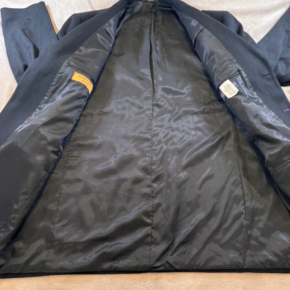 Executive 100% Cashmere Italian Fabric Blazer Jacket Black Sport Coat  SZ 44L